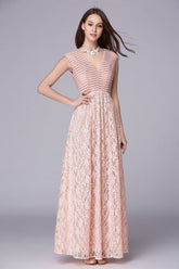 Lace Patchwork Elegant Party Prom Floor Length Runway Dresses